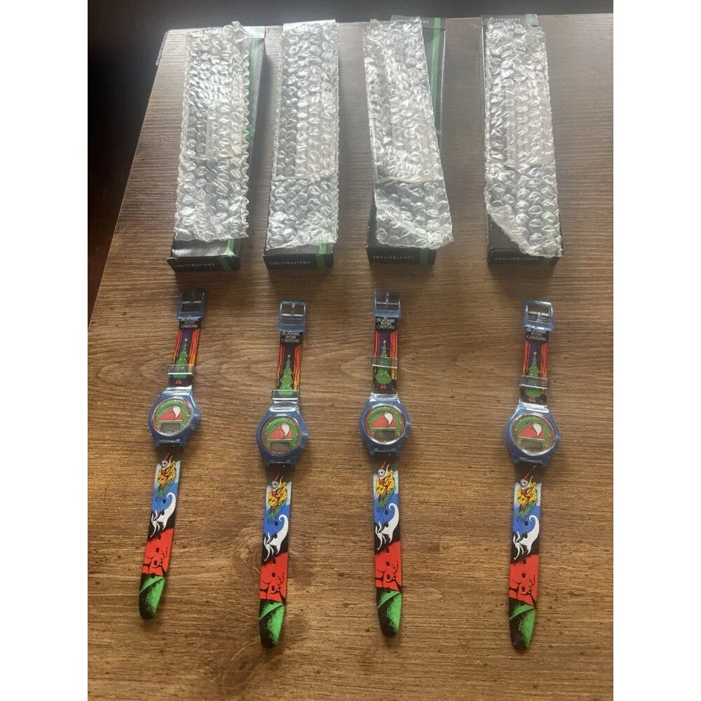 Lot of 4 Disney Nightmare Before Christmas Christmas Town LCD Watches